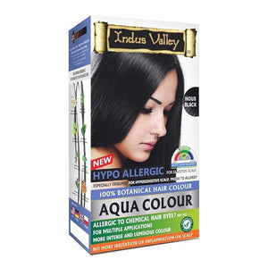 Indus Valley Aqua Hair Color (Indus Black) Gray Coverage Hair Dye Allergy Free Organic Hair Color Organic Hair Dye for Grey Coverage Allergy-Free Long-Lasting Hair Colour