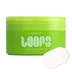 LOOPS Exfoliating Toner - Refine Resurface and Rebalance Skin - Pre-soaked Bamboo Pad - Skincare Toners for Face - Exfoliatings Treatment Toner - Exfoliating Pads - Gifts for Women Stocking Stuffer