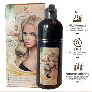 Hair Color Shampoo ? Argan Oil, Avocado &amp; Keratin | No Ammonia | Perfect Grey Coverage | Hair Moisturizing &amp; Nourishment | Easy At-Home Application (Light Golden Blonde)