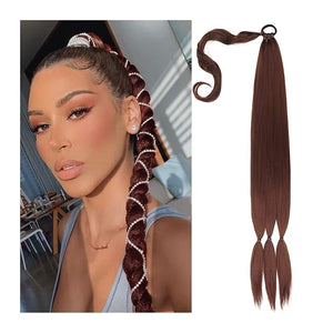 SONGCHAO Fake Hair Bun 80cm Synthetic Wraparound Long Braided Ponytail Hair Extension Headband Synthetic Wig Piece Bun for Women's Daily Use Hair Accessories (Color : D)