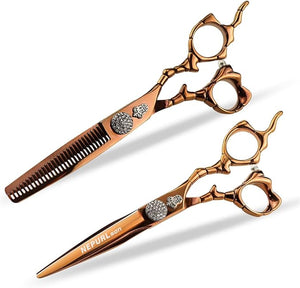 This 6.0-inch Professional Hairdressing Scissors Set is Designed for Salon use Allowing for Quick and Precise Trimming Styling and Grooming of Hair and Beard.
