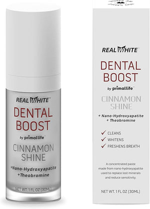 Primal Life Organic Real White Dental Boost ? Natural Organic Teeth Whitener ? Peroxide Free ? Nano-Hydroxyapatite Paste (Cinnamon)