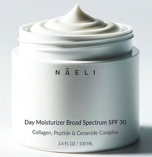 NAELI Face Moisturizer with SPF 30 Anti Aging Collagen &amp Peptide Cream Reduces Wrinkles - Lightweight Skin Hydration with Hyaluronic Acid Paraben Free &amp Non-Comedogenic Sunscreen 3.4 oz