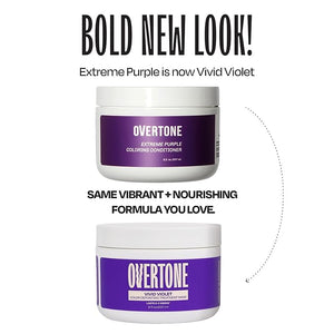 Overtone Semi Permanent Hair Color Conditioner Vivid Violet 8 oz Nourishing Damage-Free Color Depositing Mask for All Hair Types with Shea Butter &amp Coconut Oil Vegan &amp Cruelty-Free