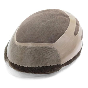 Durable Mens Hairpieces, Human Hair Toupee for Men, Real Hair Replacement System, Mens Unit Fine Mono #7