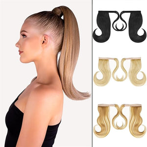 SONGCHAO Fake Hair Bun Synthetic Long Straight Ponytail Wrap Around Wig Extension Bun 18 Inch Ponytail Hair Clip for Women Everyday Use Hair Accessories (Color : 06 Size : 18inches)