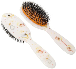 Rock &amp; Ruddle Natural Mixed Boar Bristle Hair Brush for Women and Kids (Small/Travel Size, 17.5cm) - Perfect for Wet or Dry Hair, Detangling Smoothing Blowdrying - Made in UK - Fairies Design