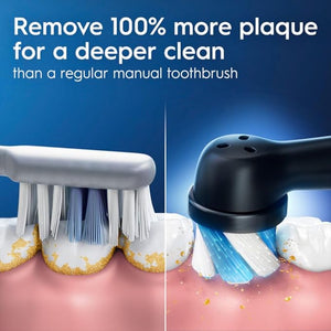 Oral-B iO Series 2 Rechargeable Electric Powered Toothbrush Starter Kit Night Black with 2 Brush Heads - Automatic Pressure Sensor to Protect Gums - 3 Modes - 2 Min Timer