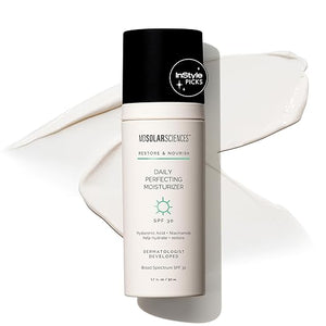 MDSolarSciences Daily Perfecting Moisturizer SPF 30, 2-in-1 Face Moisturizer and Sunscreen Hydrates and Perfects Skin with Hyaluronic Acid, Broad Spectrum Protection, 1.7 Oz