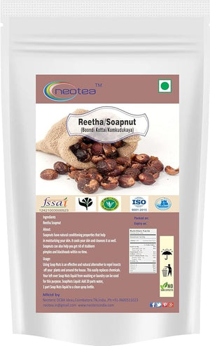 neotea Soapnut Powder | Aritha | Reetha | Sapindus Mukorossi | 100% Natural | No Added Preservatives or Additives | Herbal Cleanser for Healthy Scalp &amp Hair care (500 GM(17.63 OZ) Slightly Earthy