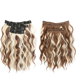 Short Curly Synthetic 4-piece Set Of Water Ripple Hair Extension Wig Clip In Woman's Clip Hair Accessories Hairpiece(12H60)