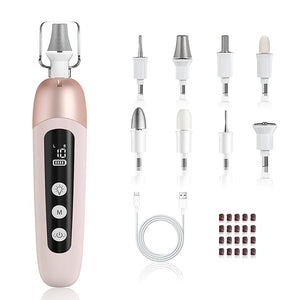 Electric Nail Drill Cordless Nail File Professional Manicure Pedicure Kit 9 in 1 Hand Foot Rechargeable Care Tool 10 Speeds Electric Nail File Grinder for Thick Toenail Trim Polish Pink
