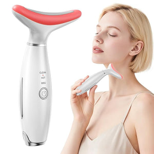 Red Light Therapy for Face LED Face Massager Tool with Vibraion Porable Facial Massager for Skin Care at Home Wrinkle Reducer Face Sculpting ToolMicro-current Facial Beauty Device(Model AM-810W)