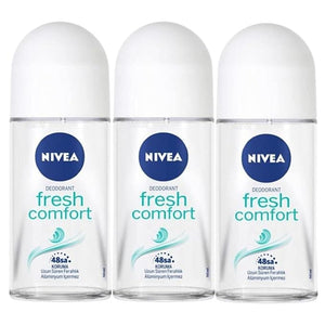 NIVEA FRESH COMFORT ROLL-ON ? FREE ALCOHOL ANTIPERSPIRANT DEODORANT 48 HOURS PROTECTION 1.7 OZ (PACK OF 3)