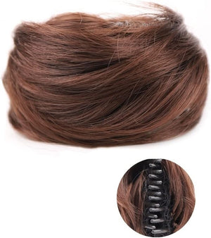 HIHELO 1-Pack Mini Claw Clip Messy Cat Ears Short Synthetic Curly Wavy Bun Extension Wig Claw Clip Women Hair Accessories (Color : 12)