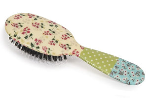 Rock &amp Ruddle Natural Mixed Boar Bristle Hair Brush for Women and Kids (Small 6.9) - Perfect for Wet or Dry Hair Detangling Smoothing Blowdrying - Designed &amp Made in UK - Pink Blossom