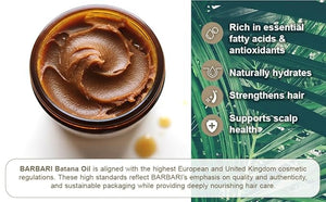 BARBARI 4 oz Raw Unrefined Batana Oil from Honduras - 100% Pure &amp Natural | Hair Growth Moisturizing &amp Repairs Split Ends | Dr. Sebi | Deep Hydration Shine &amp Scalp Nourishment for Men &