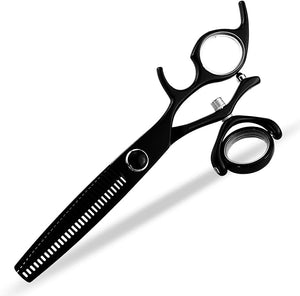 5.5 Inch Swivel Thumb Hair Cutting Shears - Black JP 440C Scissors with 360 Degree Rotation for Hairdressers