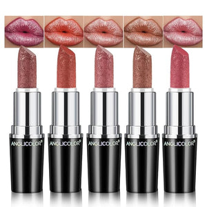 Anglicolor Metallic Glitter Pink Plum Brown Lipstick High Impact Lipcolor,Moisturizing Creamy Formula,Lipstick For Women,Smooth and Non-Sticky,Full-Coverage Lip Color (#C, 20g)