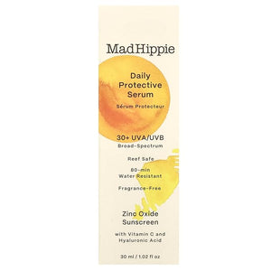 Mad Hippie Daily Protective SPF 30+ Serum Vitamin C &amp Hyaluronic Acid Zinc Oxide Sunscreen Reef-Safe 1.02 Oz