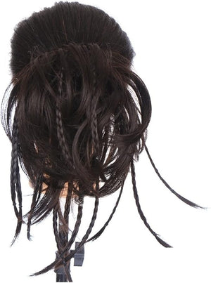 HIHELO Synthetic Straight Bun with Braids Extension Messy Bun Ponytail Hair Hoop Hair Accessories for Women Natural Wigs (Color : 06)