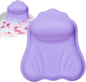 Silicone Bath Pillow for Tub Adults 4D Air-Cushion Bathtub Pillow for Head Neck and Back Support Non-Slip Suction Cups Quick-Drying Waterproof Spa Pillow Easy to Clean &amp StorePurple