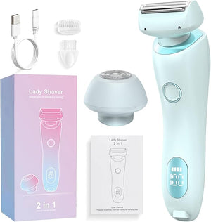 Glide Pro 3.0 Razor for Women, Livora Electric Shaver for Women, Silk Glide Pro Shaver, 2 in 1 Wet &amp; Dry Waterproof Electric Shaver with Removable Head for Leg Arm Underarm Bikini Area (Blue)