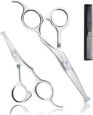 Professional Kids Hair Cutting Scissors Kit - Rounded Tips Barber Hair Cutting Shears (6.1'') &amp Hair Trimming Scissors (5.1'') for Babies Toddlers Children Home &amp Salon Haircut Kit