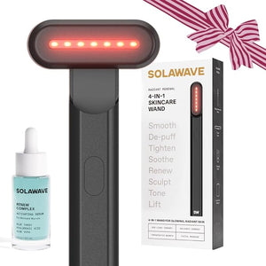 Solawave 4-in-1 Radiant Renewal Red Light Therapy Wand &amp; Renew Complex Activation Serum | Beauty Device for Face &amp; Neck | Serum Boosts Anti-Aging Effects, Reduces Wrinkles, Dark Circles &amp;