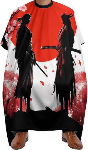Japanese Anime Samurai Cherry Professional Barber Cape Polyester Hair Cutting Salon Cape Water Stain Resistant Apron Cutting Hair Beard Hairdressing Cape Anti-Static Haircut 56.7¡¿66.9 Inch (1 Pack)