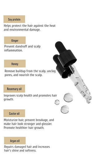 Miss. D Scalp Serum For Hair Growth - Vegan Hair Growth Treatment for All Hair Types - Non-Greasy Formula with Niacinamide Keratin Rosemary &amp Castor Oil - Fuller Thicker-Looking Hair