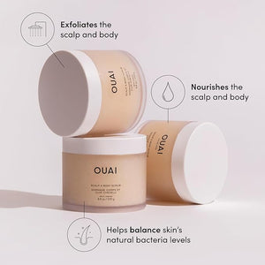 OUAI Scalp &amp Body Scrub Melrose Place - Exfoliating Body Scrub with Sugar &amp Coconut Oil Blend for Smooth Moisturized Skin - Gentle Scalp Exfoliator for Removing Product Build Up (8.8 Oz)