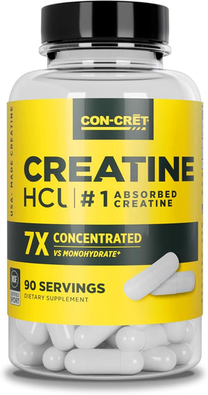 CON-CRET Creatine HCl Capsules | Muscle, Cognitive, Cellular Energy Support | No Bloating or Cramps | USA Made &amp; NSF Certified | Creatine Pills (90 ct)