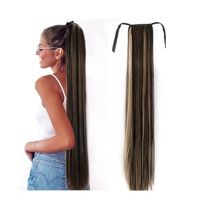 Hair Accessories 1 Pack Long Straight Drawstring Hair Clip Ponytail Extension Synthetic Wig Hair Extensions Bun for Everyday Party Use Hair Pieces For Women(01,75CM)