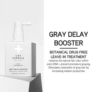 ILES FORMULA Grey Delay Anti Gray Hair Booster ? Botanical Leave-In Treatment Spray with Silverfree and Melanogray to Restore Natural Hair Color and Prevent Premature Greying 1-Month Supply