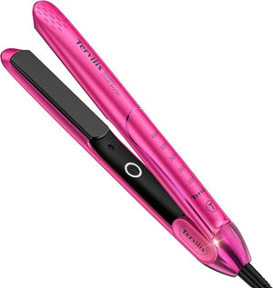 Terviiix Plancha De Cabello Profesional 1 Inch Ceramic Flat Iron Non-Snagging Plates 3X Less Damage 15s Fast Heating | Hair Straightener and Curler 2 in 1 5 Adjustable Heat Settings Hot Pink