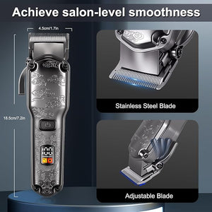 Hatteker Professional Hair Clippers for Men Beard Trimmer Clippers Set Waterproof T-Blade Trimmer Cordless Grooming Kit Nose Body Hair Barber Clippers Hair Cutting Kit