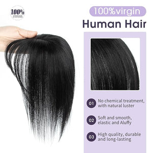 Real Human Hair Topper for Women with Thinning Hair 100% Real Remy Hair Topper for Women Clip In Hairpiece for Thinning Hairpiece for White HairRoots Cover(8inch Jet Black)