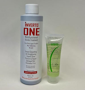 INVERTO ONE 180ml Formaldehyde-free Brazilian Complex Keratin Blowout Kit with Clarifying Shampoo - Vegan Salon Grade Treatment for Instant Results