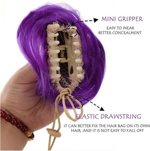 HIHELO 2 Pack Cat Ears Hair Bun Synthetic Donut Bun Claw Clip Messy Bun Ponytail Hair Extension Wig Women Hair Accessories (Color : E)