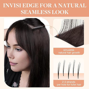 GOO GOO Invisi Edge Clip in Hair Extensions 20inch 150g 7Pcs Injected Seamless PU Clip in Hair Extensions Virgin Real Human Hair 2A Light Brown