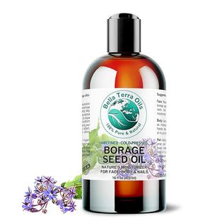 Bella Terra Oils - Organic Borage Seed Oil 16 oz - Unveiling the Power of GLA &amp Vital Vitamins Pure Nourishment Elevate Every Skin Care Routine