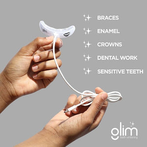 Glim Teeth Whitening Kit for Sensitive Teeth - 36 LED USB Rechargeable Light, Enamel Safe, Dentist Approved with 4 Gel Pens and Travel Tray