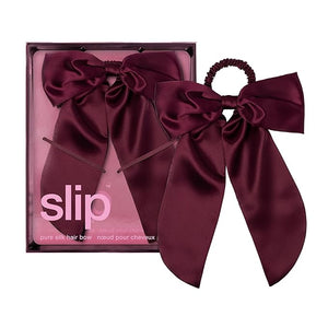 Slip Pure Silk Hair Bow ? Crimson ? Oversized Mulberry Silk Bow with Built-In Hair Tie ? Reduces Breakage Creases &amp Frizz ? Luxurious Hair Accessory