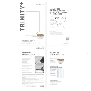 NuFACE Trinity+ Microcurrent Facial Device + LED Red Light Wrinkle Reducer Attachment - FDA Cleared Skin Tightening Device + Microcurrent Gel Activator &amp Silk Creme