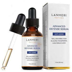 Lanmeri Ceuticals 15% Vitamin C + E Ferulic Serum: Vitamin C Serum for Face with Vitamin E Ferulic Acid ? Antioxidation Radiance &amp Hydration ? for Visibly Dull or Uneven-Looking Skin (1 fl oz)