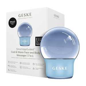 GESKE SmartAppGuided¢â Cool &amp; Warm Face &amp; Body Massager | 7 in 1 | Multifunctional Massager | Face &amp; Body | Battery-free Cooling &amp; Warming | Firms, Relaxes &amp; De-Puffs Skin | Globula