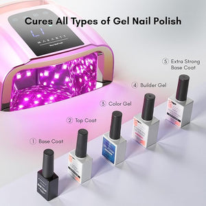 Makartt UV LED Nail Lamp with Handle for Gel Polish ? Fast Curing UV Light Nail Dryer with 42 Beads 4 Timers Cordless Rechargeable Lamp LCD Touchscreen &amp; Smart Sensor(Gradient Purple)