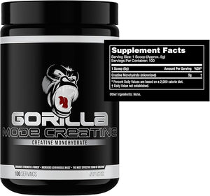 Gorilla Mind Creatine Monohydrate Micronized Powder Improved Muscle Size Power Output and Strength 5 Grams per Serving 100 Servings