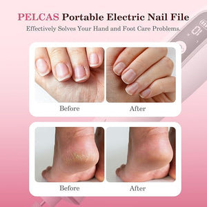 PELCAS Cordless Nail Drill 10 Speeds Professional Electric Nail File with LED Light Portable Electric Toenail Files with LCD Screen for Thick Nails Acrylic Nails Polishing Nail Art